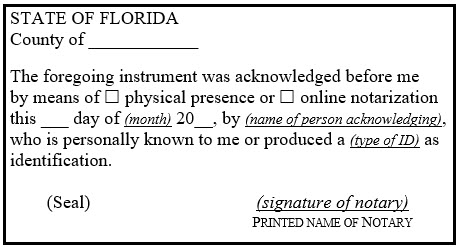 Certificate Notary FL