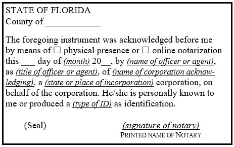 Certificate Notary FL