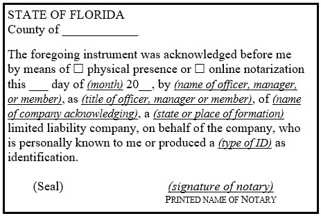 Certificate Notary FL