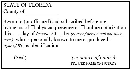 Certificate Notary FL