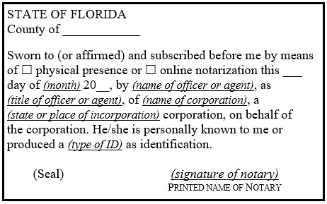 Certificate Notary FL