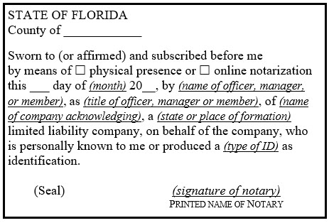 Certificate Notary FL