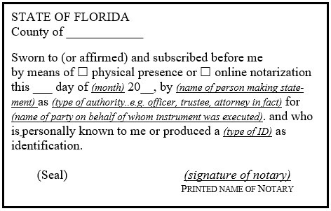 Certificate Notary FL